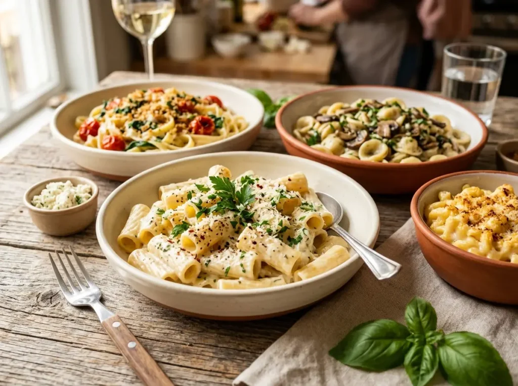 Classic baked Boursin tomato pasta with a wheel of garlic and herb cheese melted into roasted cherry tomatoes and penne