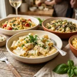 Classic baked Boursin tomato pasta with a wheel of garlic and herb cheese melted into roasted cherry tomatoes and penne