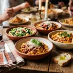 One-pot creamy beef pasta with ground beef and rotini in a rich tomato cream sauce topped with melted cheddar
